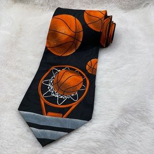 Basketball Themed Tie By Phineas Creed.  Hand Made